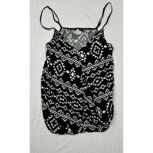 Wet Seal Tank Top‎ Black White Geometric Print Sleeveless Cami Blouse Womens